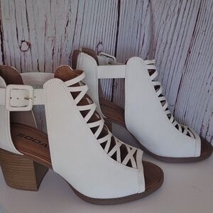 Women's White Open Toe Heels